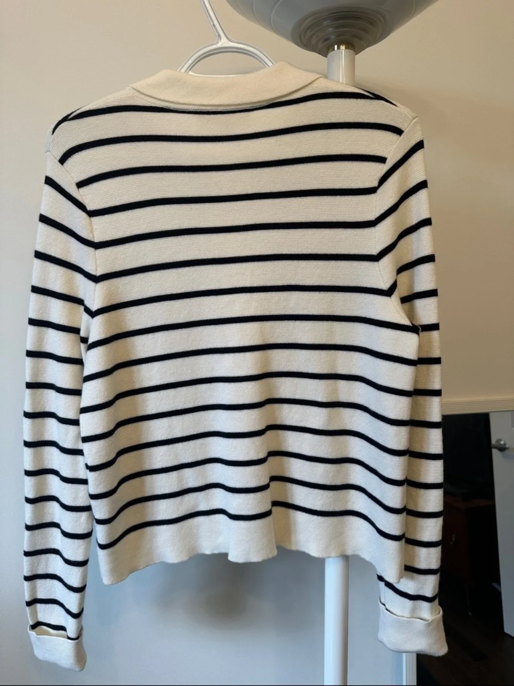 La Maille Sézane écru and black Striped Button-Up Knit Sweater Betty Cardigan - Picture 4 of 7